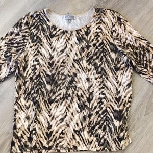 ◼️🍂 J M Collection~Beige & Black Top 🍂◼️